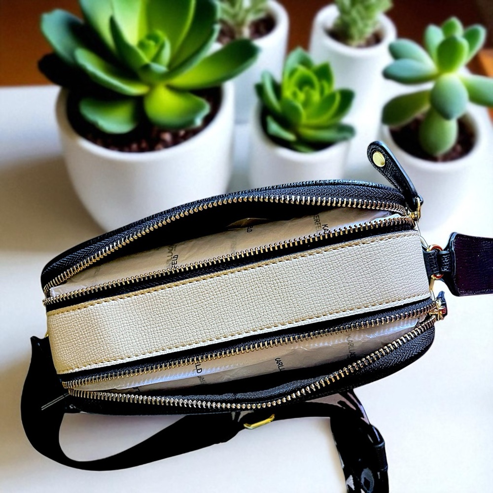 NEW Karl Lagerfeld Paris Maybelle Black & Fawn  Camera Crossbody Purse Set - Picture 9 of 16